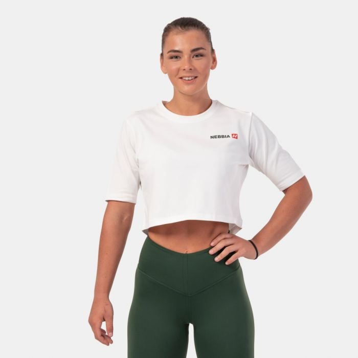NEBBIA Dámske tričko Crop Top Minimalist Logo Cream XS NEBBIA Dámske tričko Crop Top Minimalist Logo Cream XS