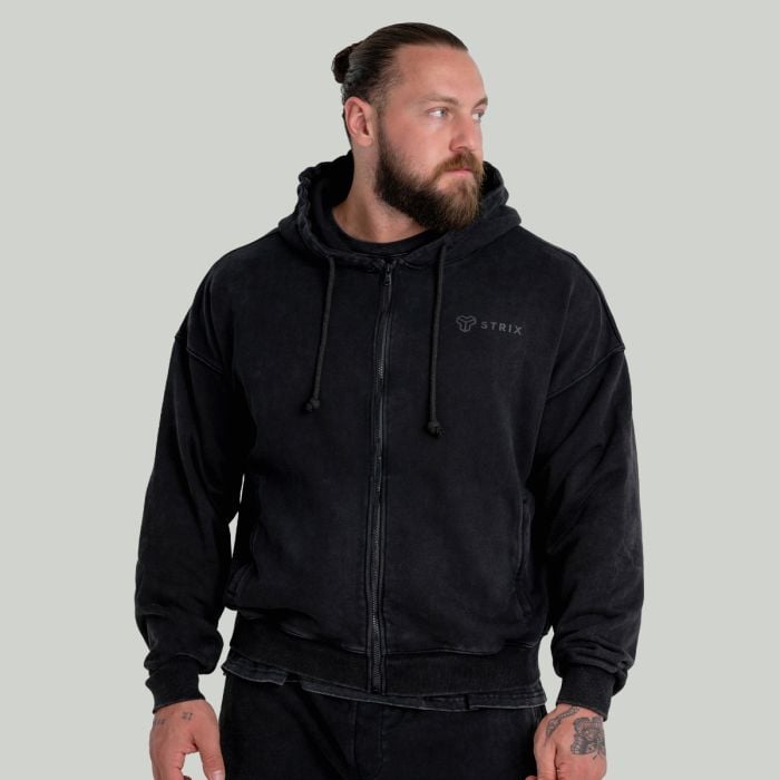 STRIX Mikina Zip Washed Black  S STRIX Mikina Zip Washed Black  S