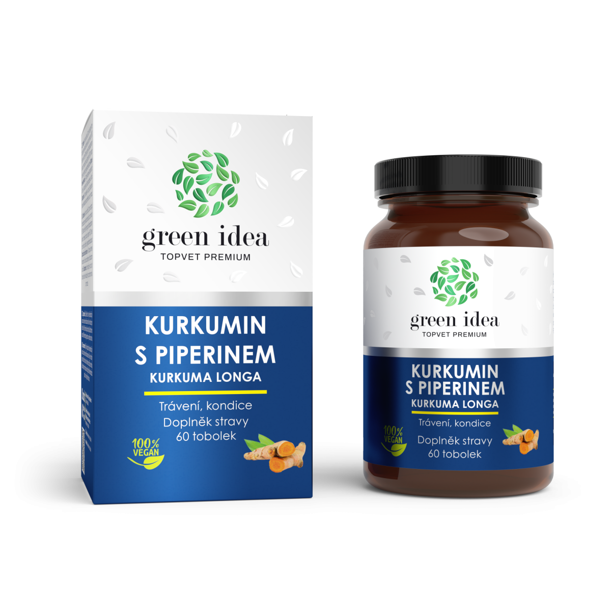 Kurkumin s piperínom - bylinný extrakt - 60 kapsúl - Green idea