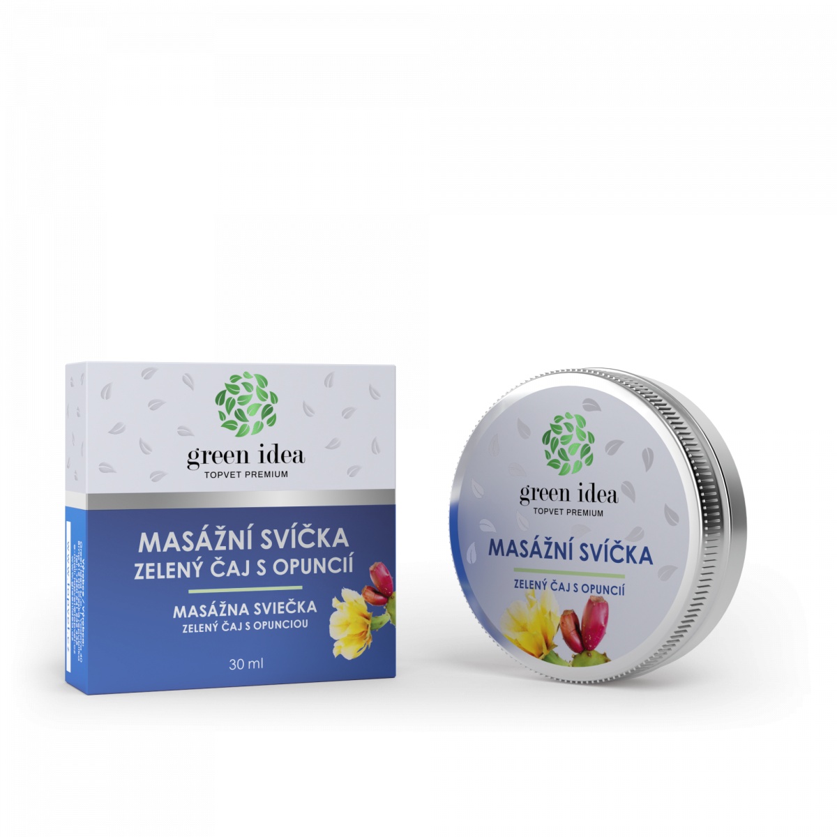 Masážna sviečka – Zelený čaj s opunciou – Green idea