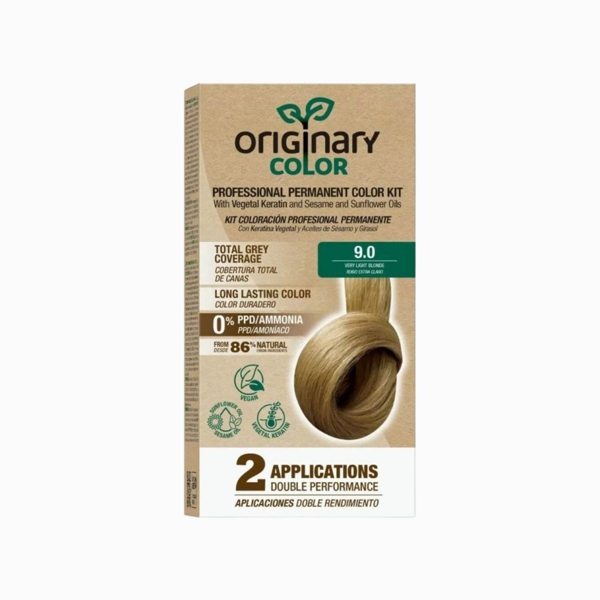 Profesionálna sada na farbenie vlasov s keratínom a rastlinnými olejmi - RÔZNE ODTIENE - Originary Color Farba: Veľmi svetlá blond 9.0
