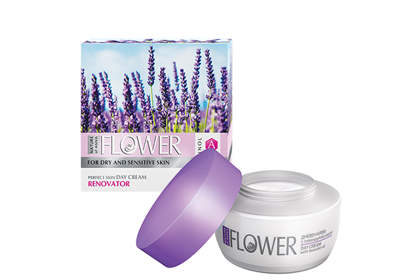FLOWER Rozjasňujúci denný pleťový krém pre suchú a citlivú pokožku s levanduľovým extraktom 50 ml - NATURE OF AGIVA