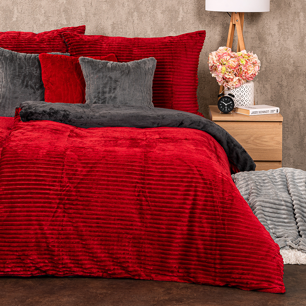 4Home Obliečky mikroflanel Stripe vínová