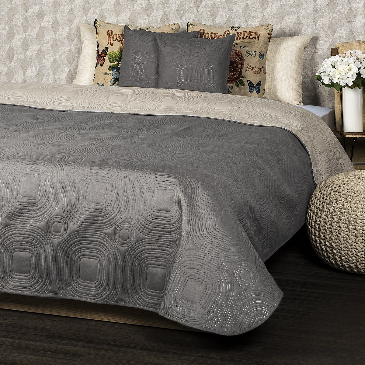 4Home Prehoz na posteľ Doubleface taupe/béžová