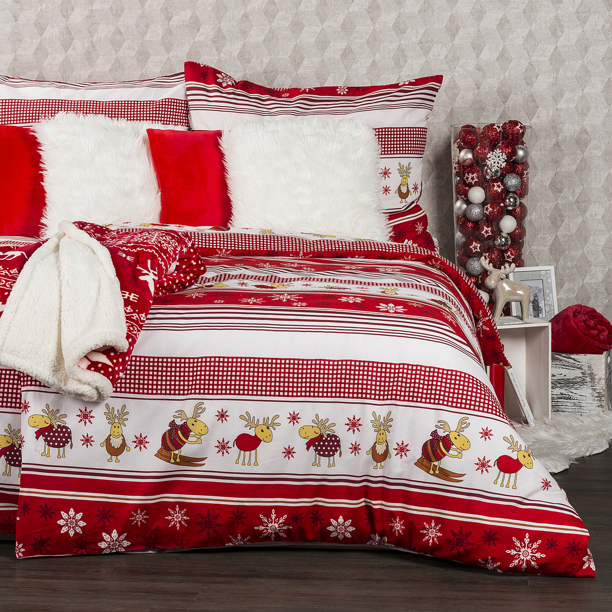 4Home Vianočné bavlnené obliečky Sobíky