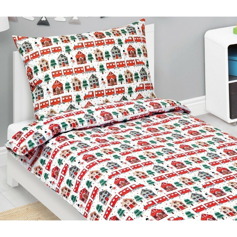 Bellatex Vianočné bavlnené obliečky Vláčik