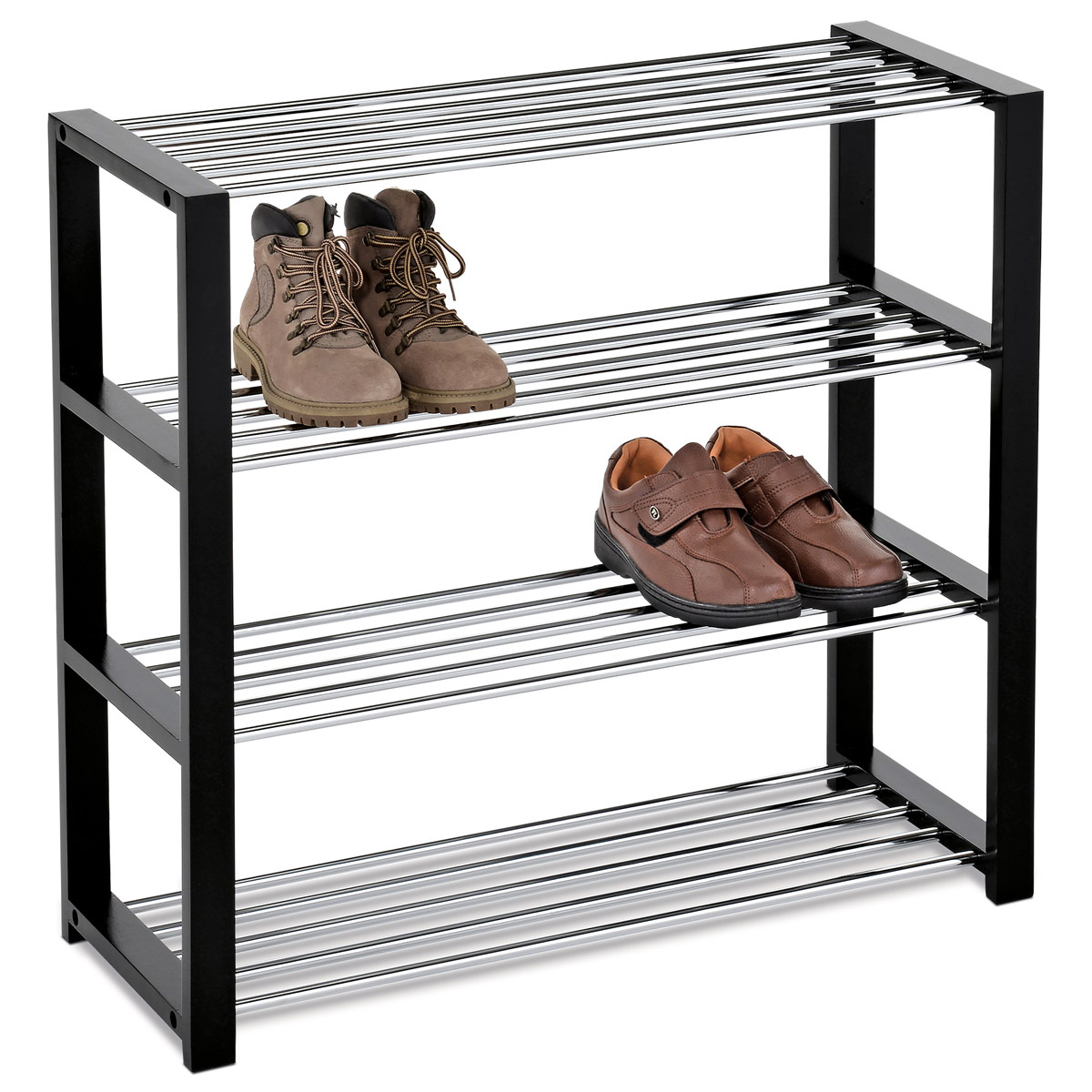 Botník 4 poschodia čierna/chróm