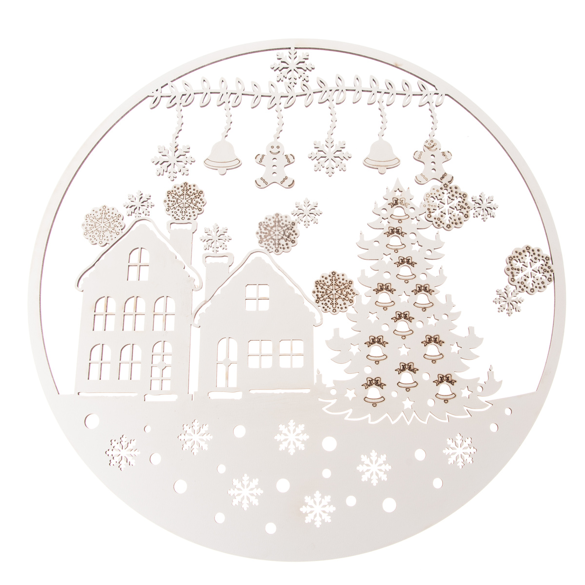 Drevená vianočná dekorácia na stenu Perníček