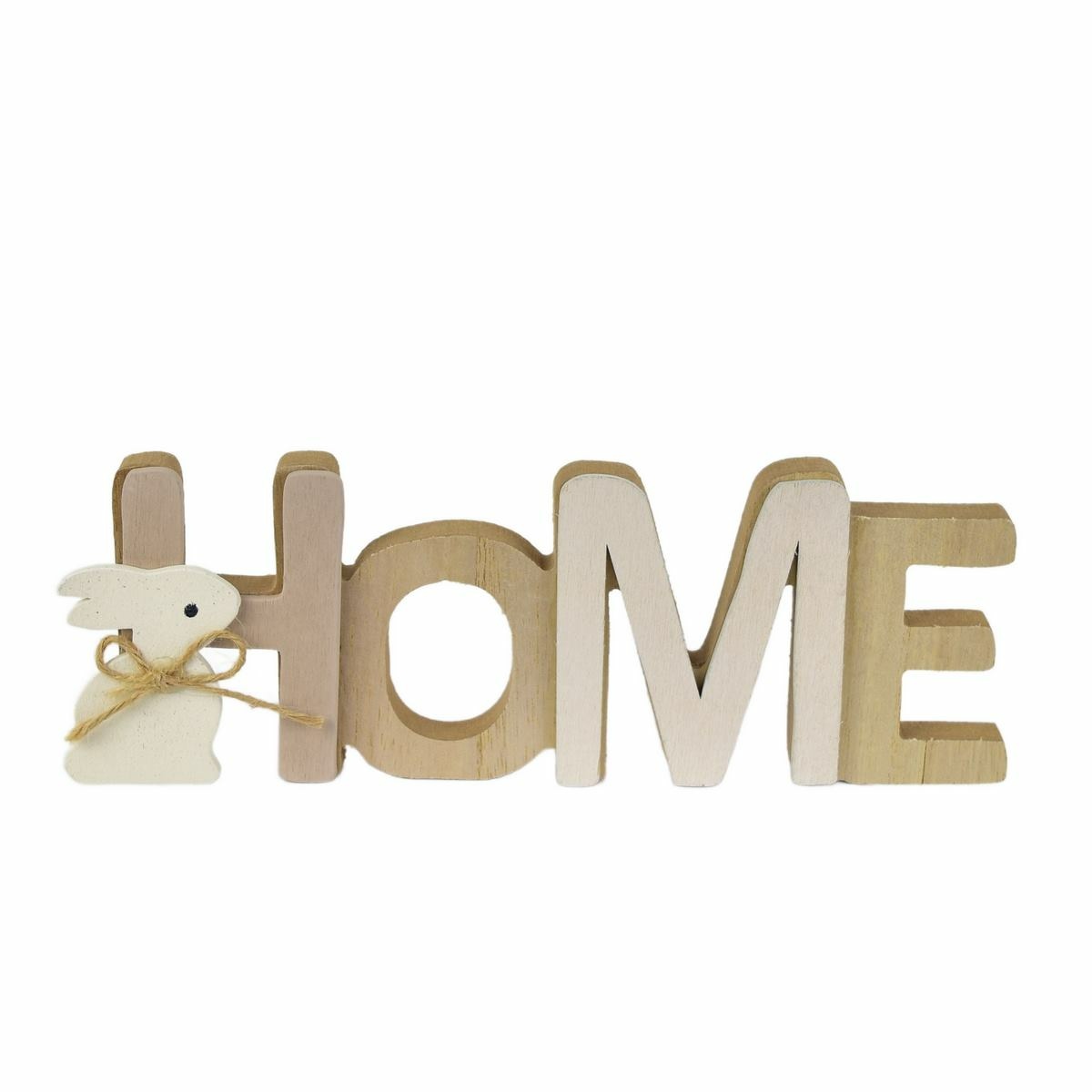 Drevený nápis HOME so zajačikom