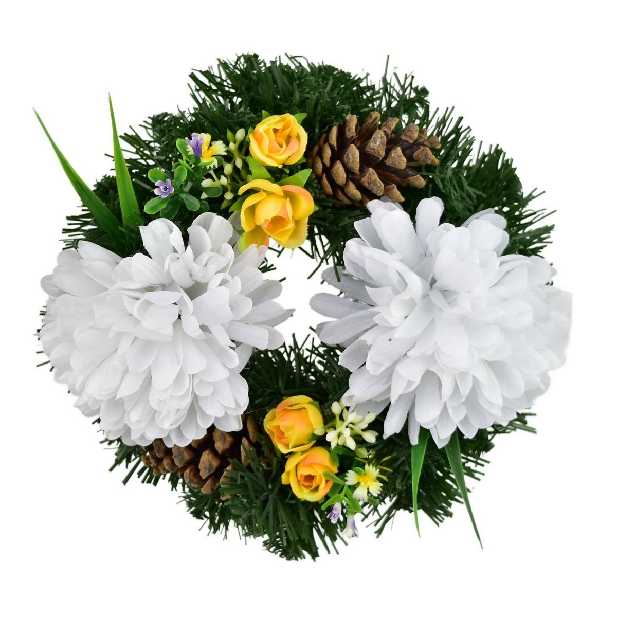 Dušičkový venček Biele chryzantémy