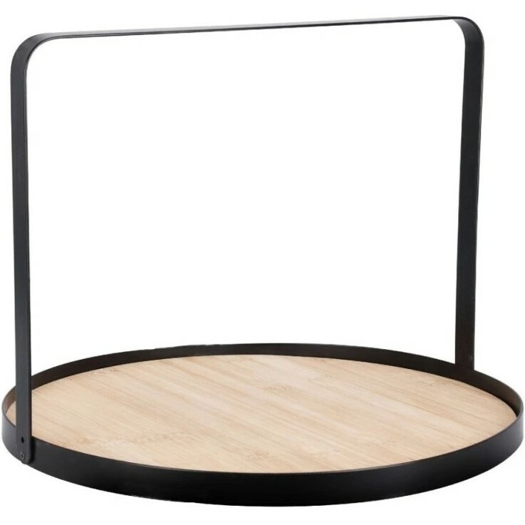 EH Bambusový okrúhly podnos s kovovou rukoväťou