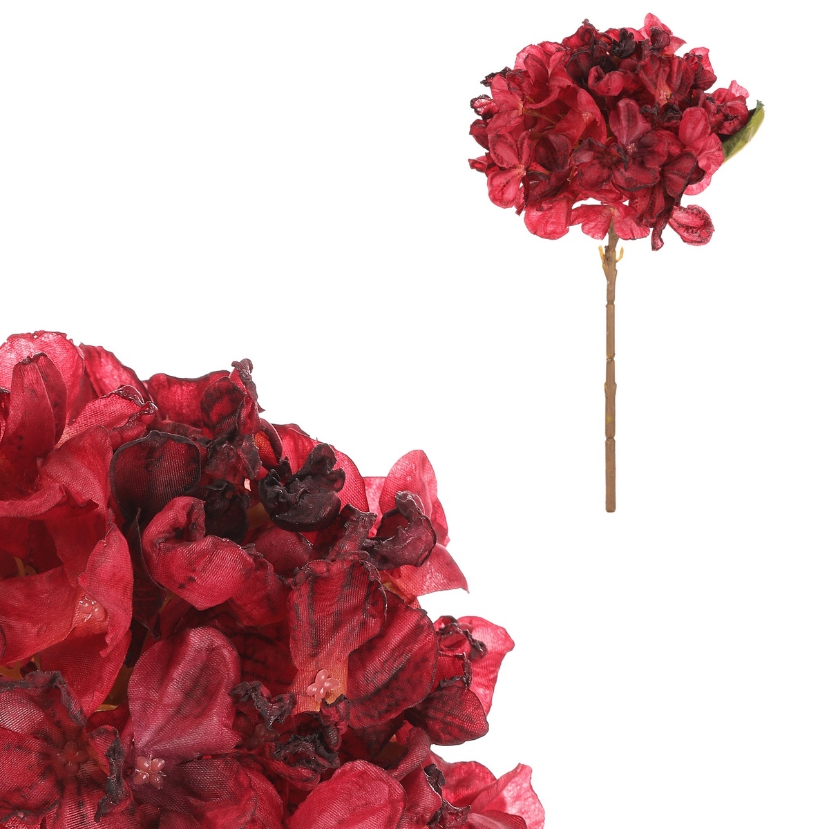 Hortenzia červená - umelý rezaný kvet