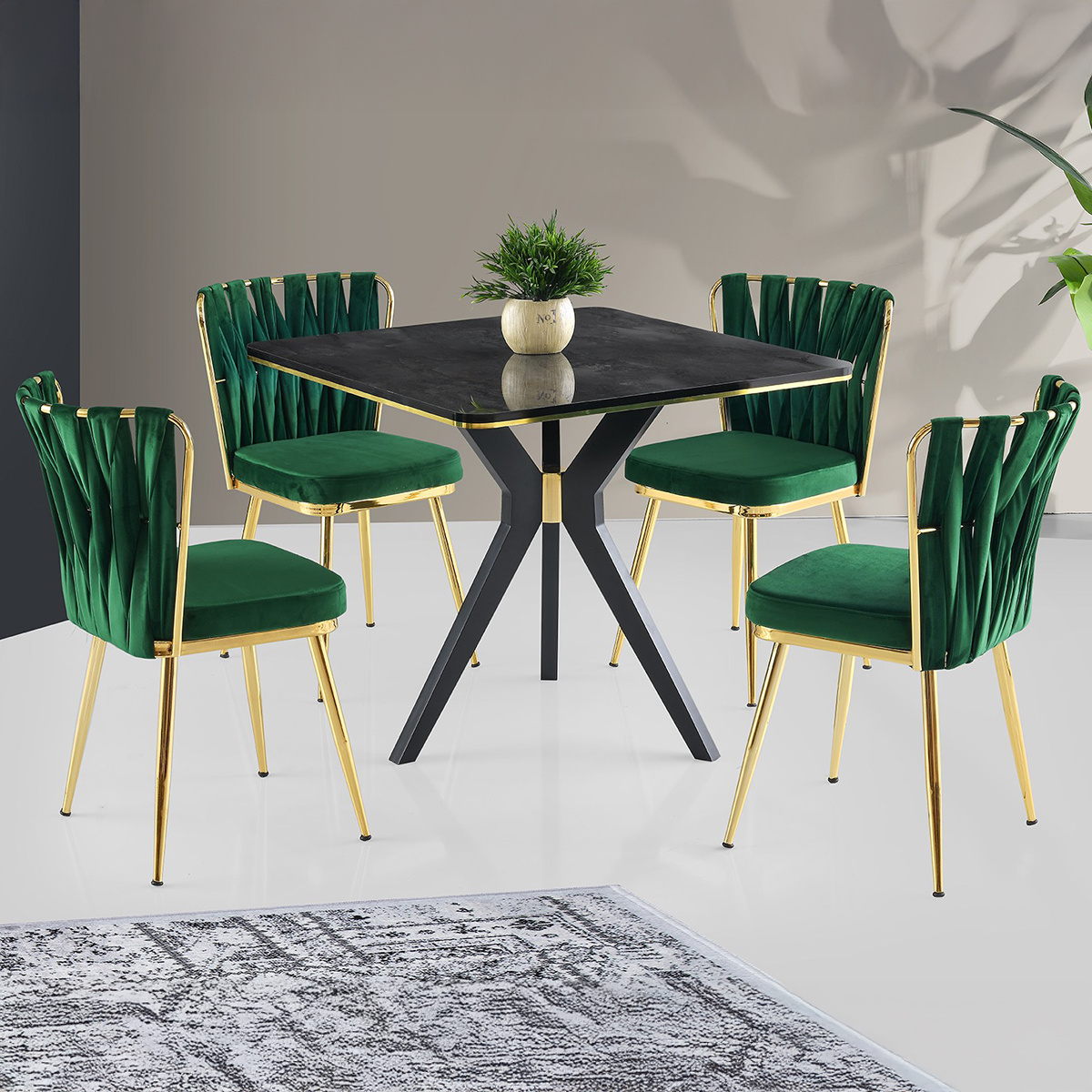 Jedálenský stôl Kare Ikon Black Gold