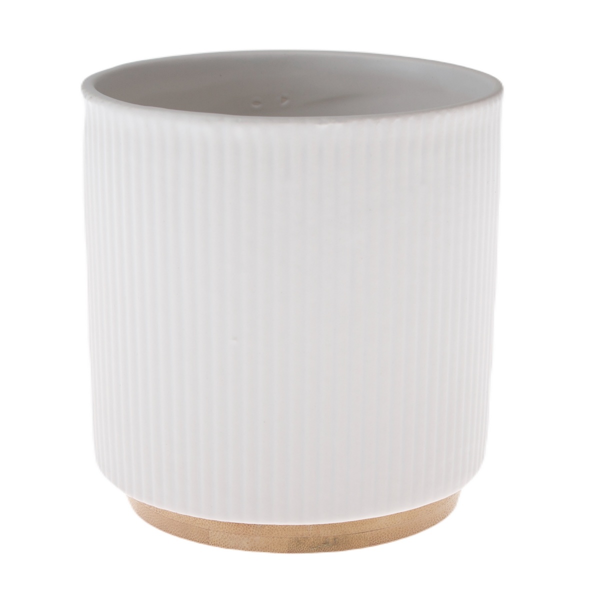 Keramický kvetináč s bambusovým podstavcom biela Keramický kvetináč s bambusovým podstavcom biela