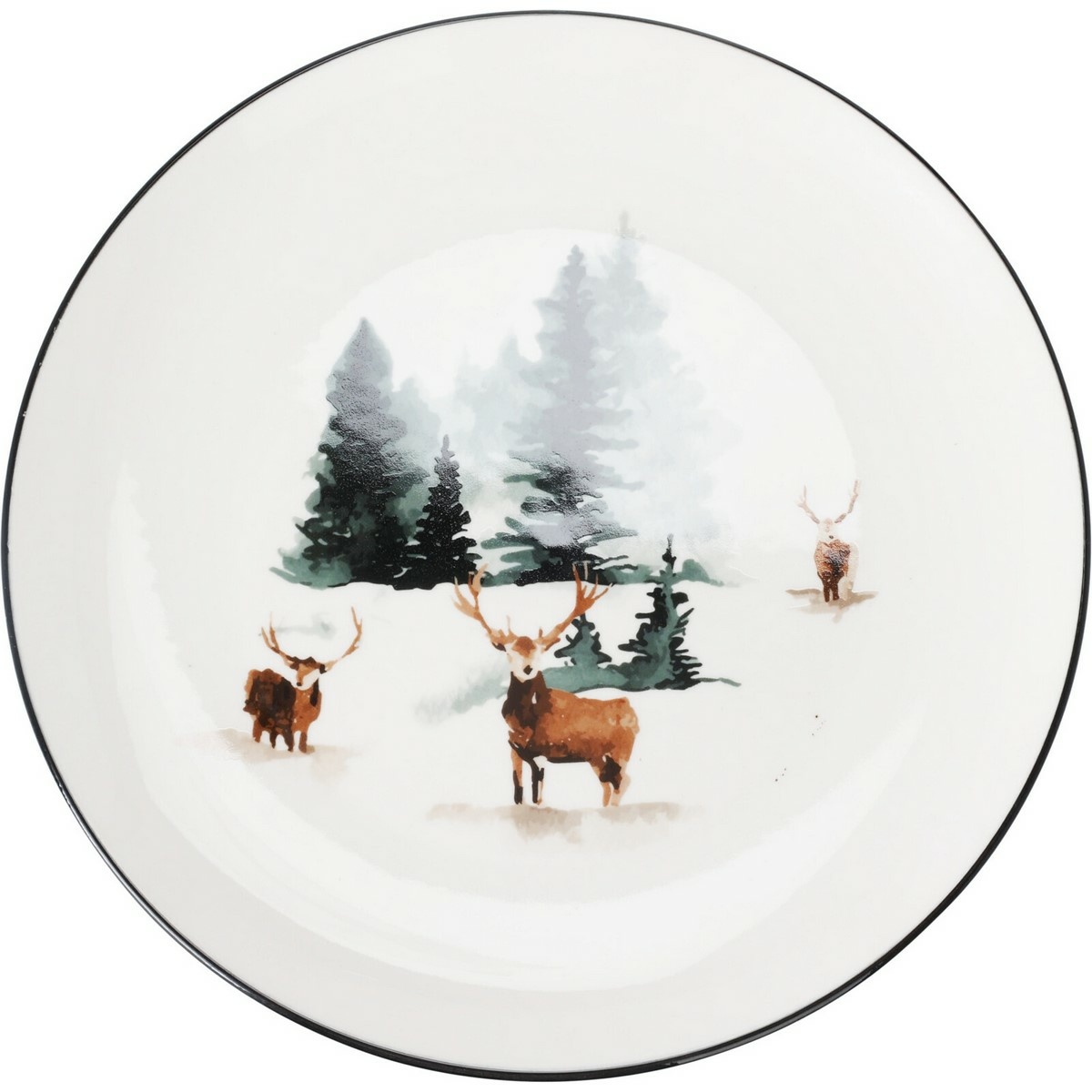 Porcelánový plytký tanier Winter Deer