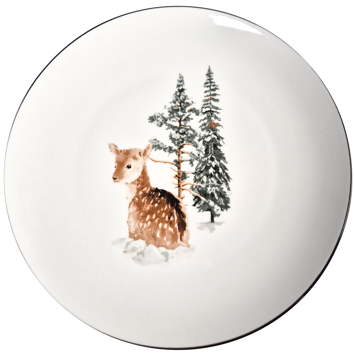 Porcelánový plytký tanier Winter Fawn