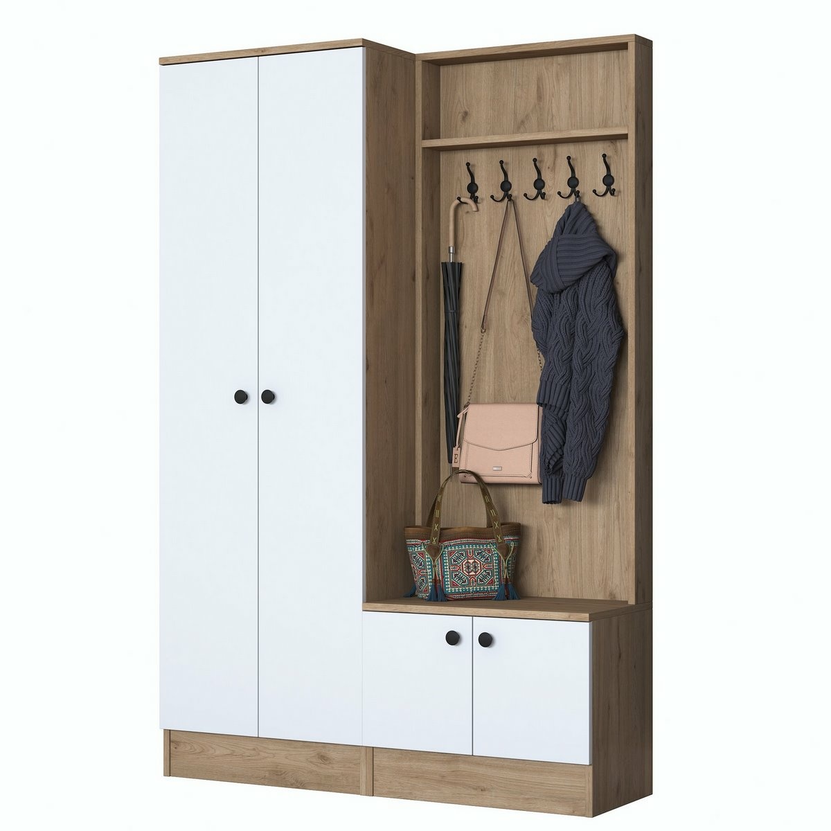 Predsieňová zostava Pone White and Walnut II Predsieňová zostava Pone White and Walnut II