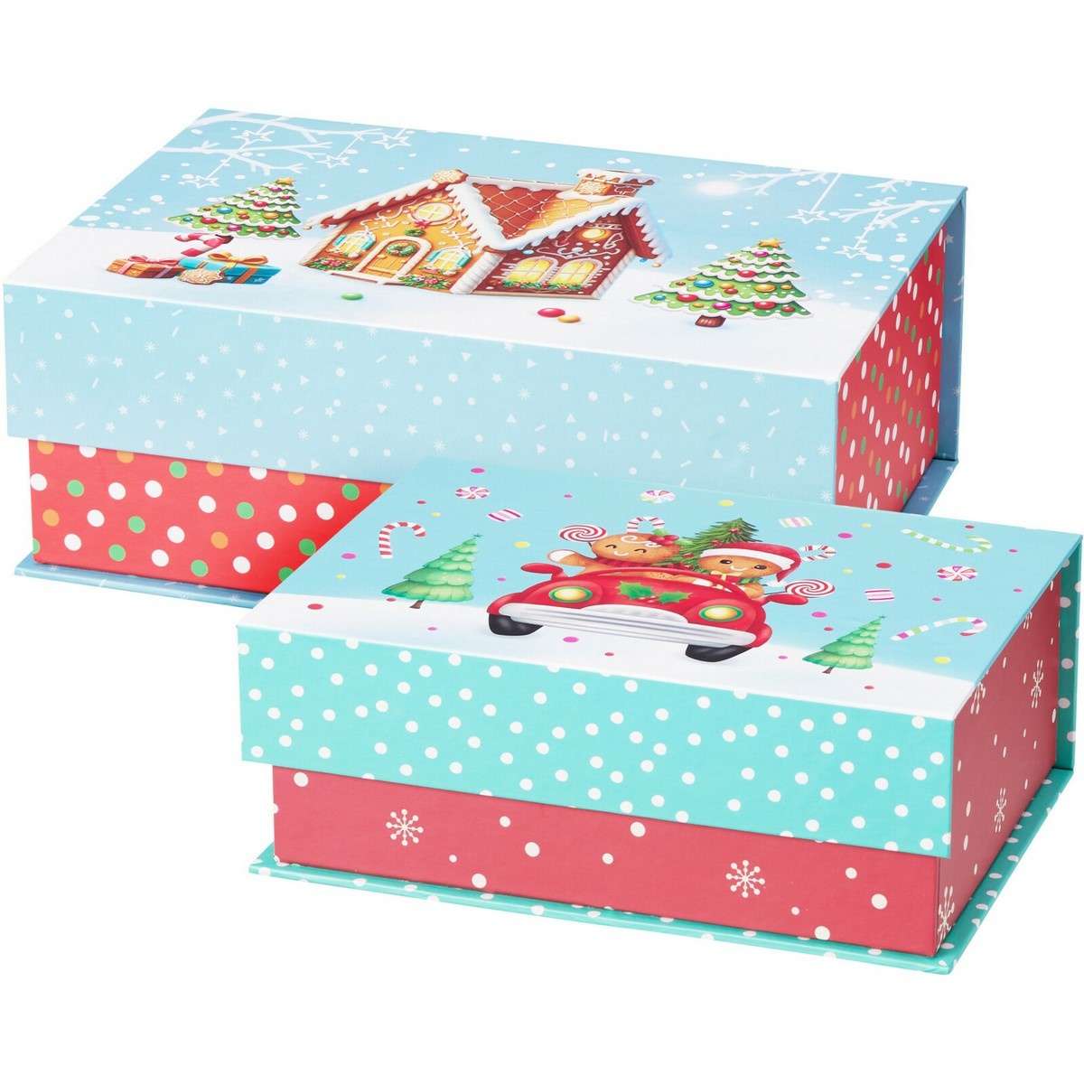 Set 2 vianočných krabíc Cookieman bodky Set 2 vianočných krabíc Cookieman bodky
