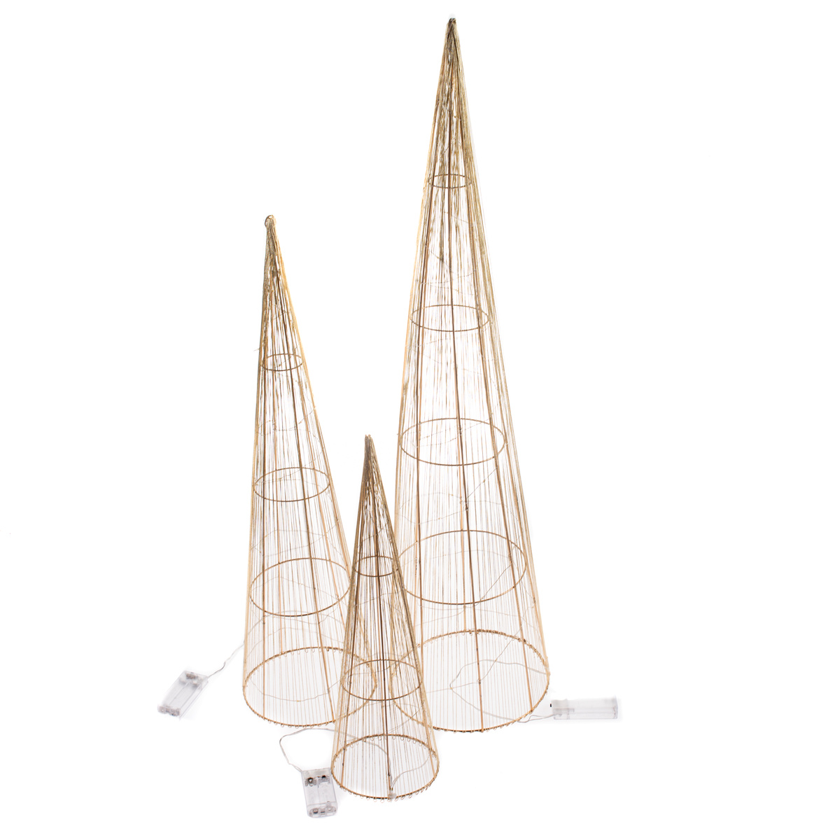 Set svietiacich vianočných kužeľov Golden Glow