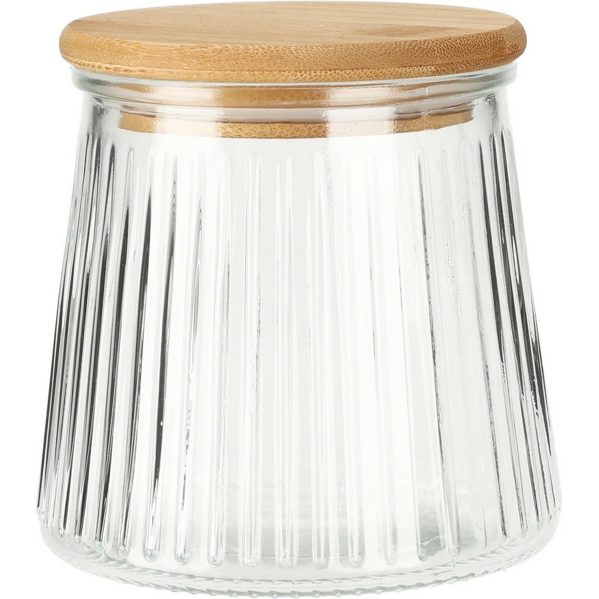 Sklenená dóza s bambusovým viečkom a rebrovaním 680 ml Sklenená dóza s bambusovým viečkom a rebrovaním 680 ml