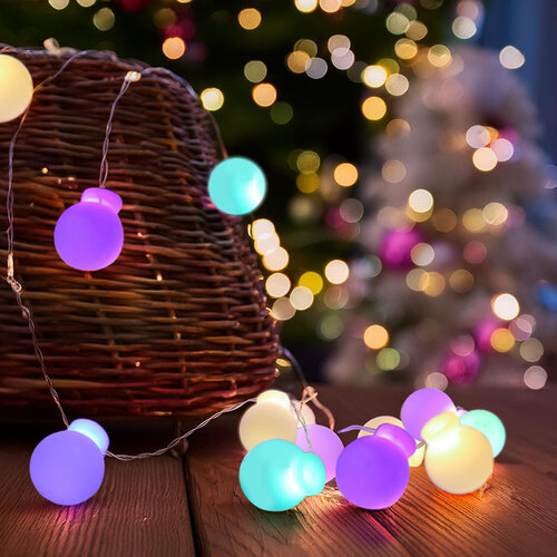 Solight LED vianočná reťaz farebné gule