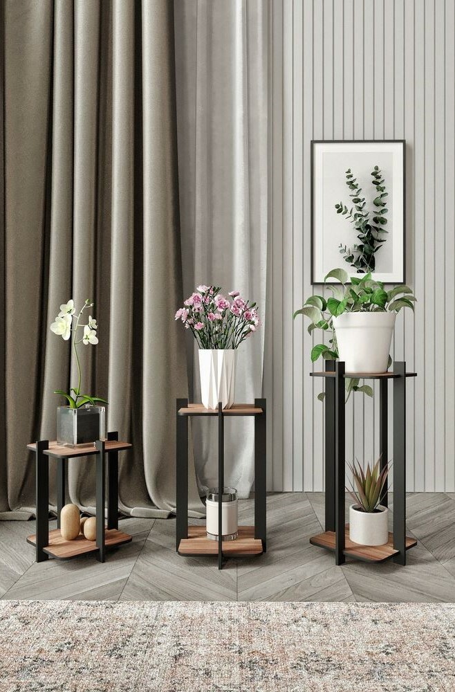 Stojan na kvety Flower Desk Square - Walnut