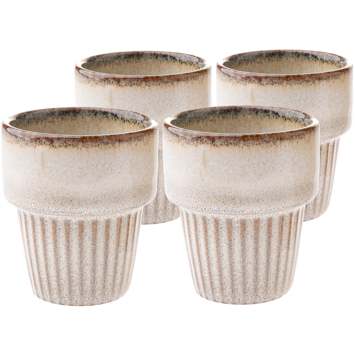 Súprava 4 keramických hrnčekov Rustik 100 ml