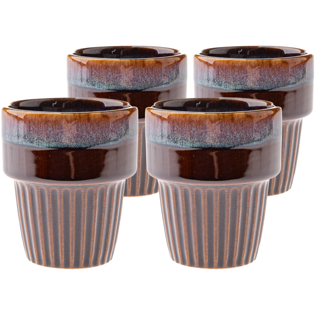 Súprava 4 keramických hrnčekov Rustik 100 ml