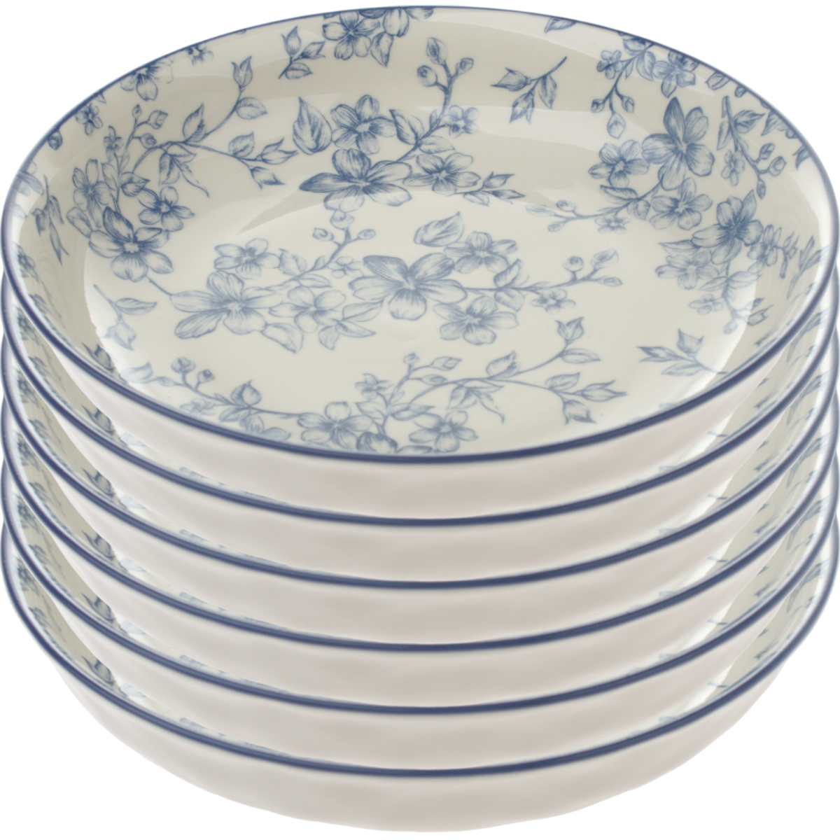 Súprava 6 hlbokých tanierov Nežné kvety 20 cm