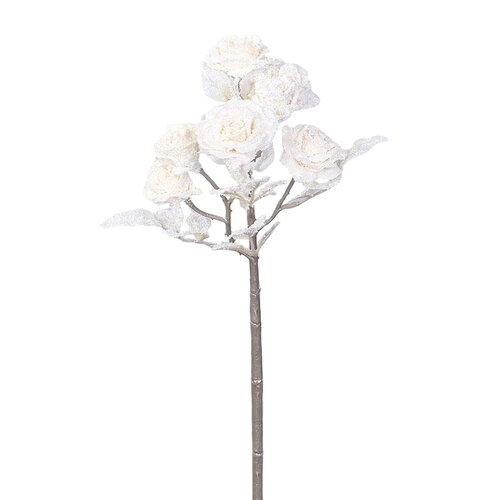 Umelá vetvička Ruža s glitrom krémová Umelá vetvička Ruža s glitrom krémová