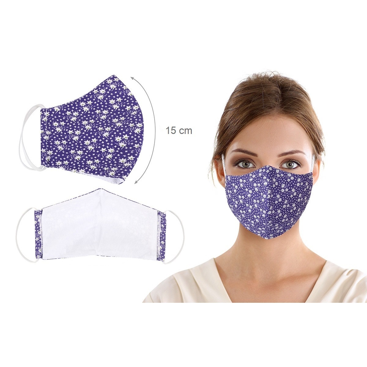 Bellatex Ústne bavlnené rúško Kytička fialová - medium