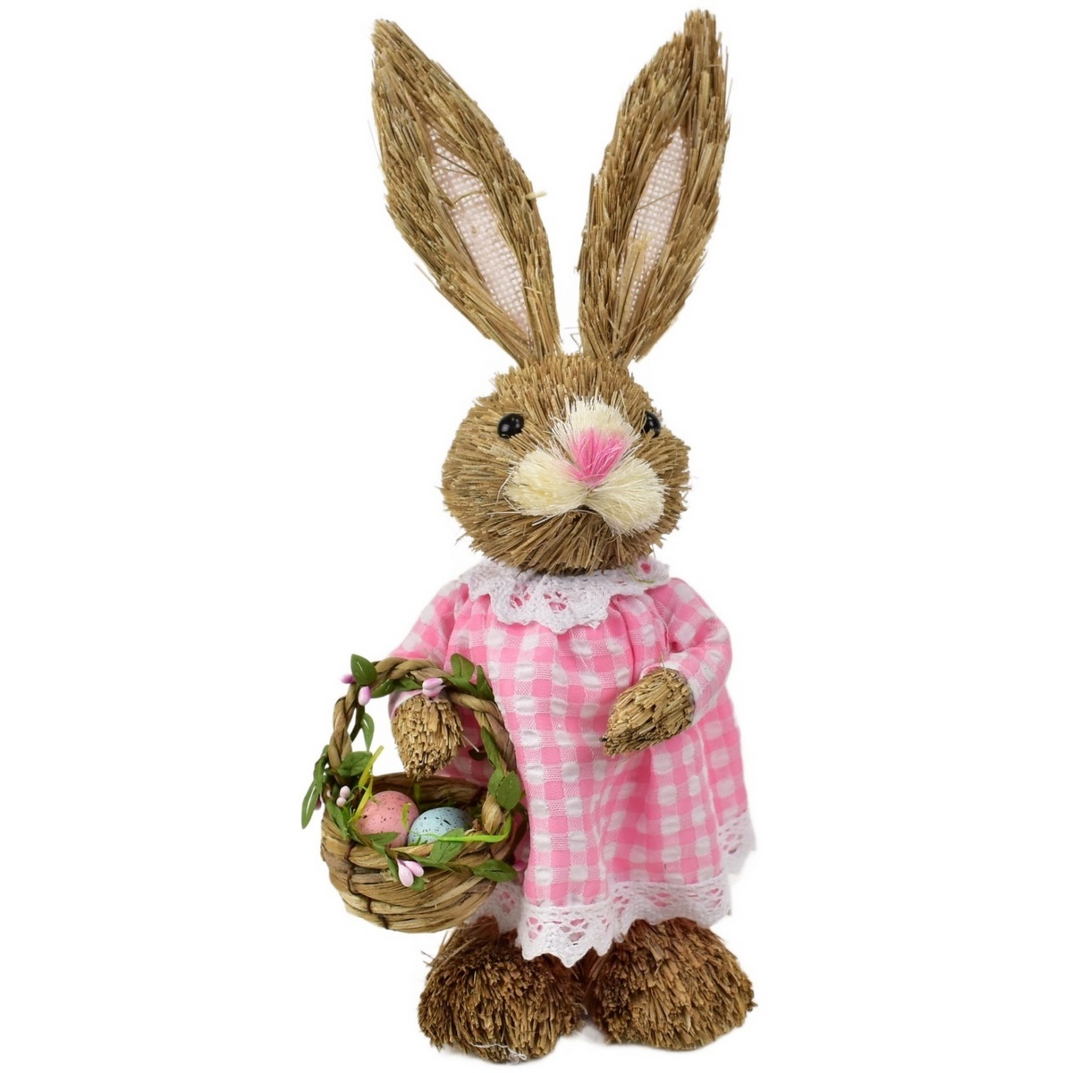 Veľkonočná zajačica zo slamy s košíkom