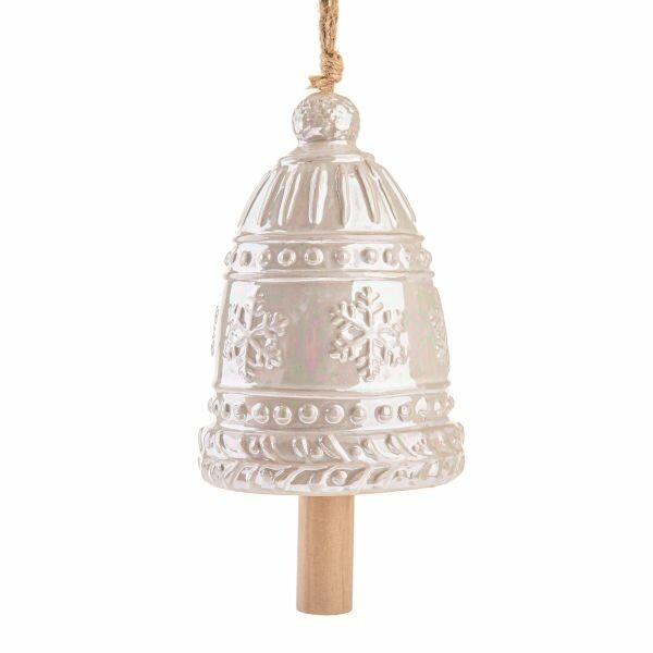 Veľký keramický zvonček s vločkami 16 cm
