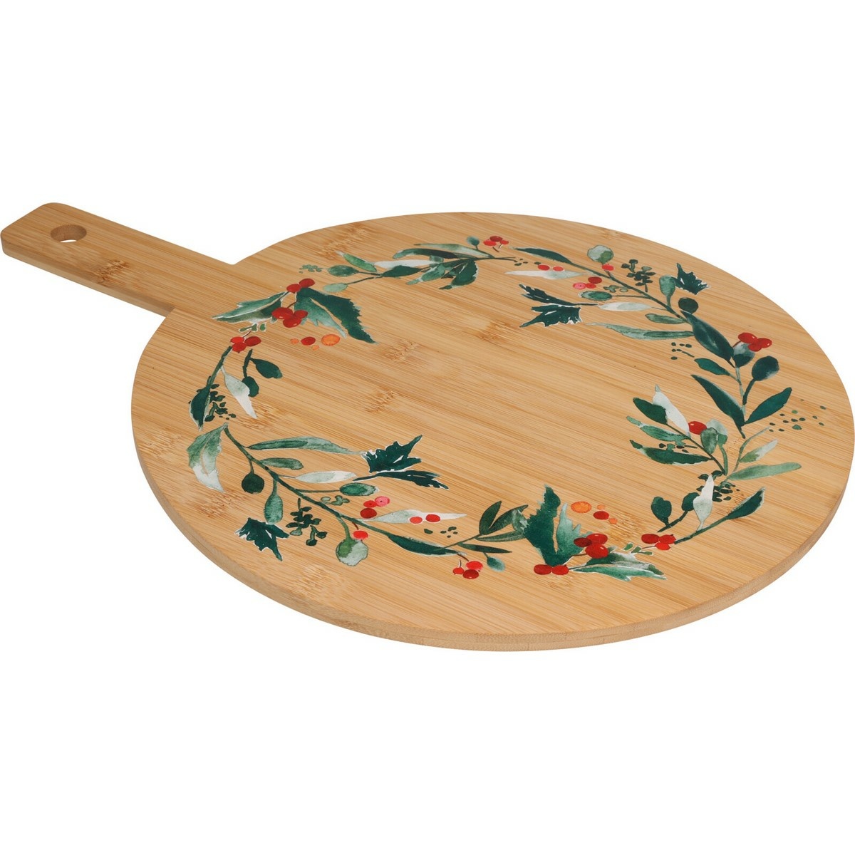 Vianočná servírovacia doštička z bambusu Veniec I