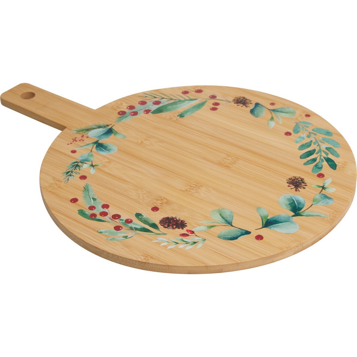 Vianočná servírovacia doštička z bambusu Veniec II