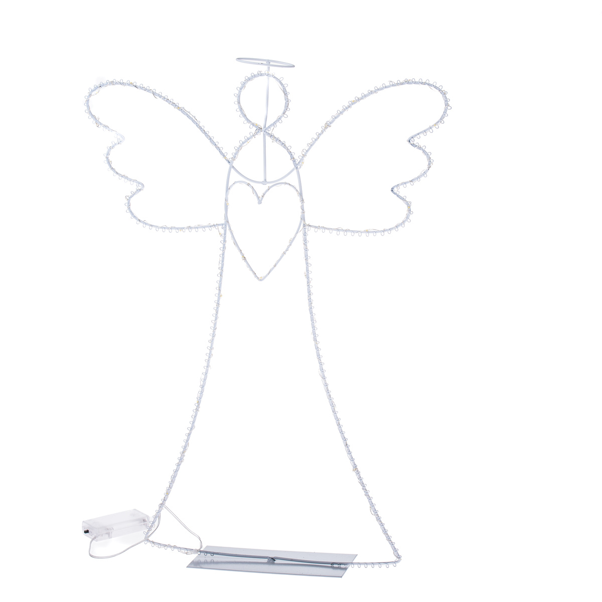 Vianočná svietiaca dekorácia Anjel so svätožiarou