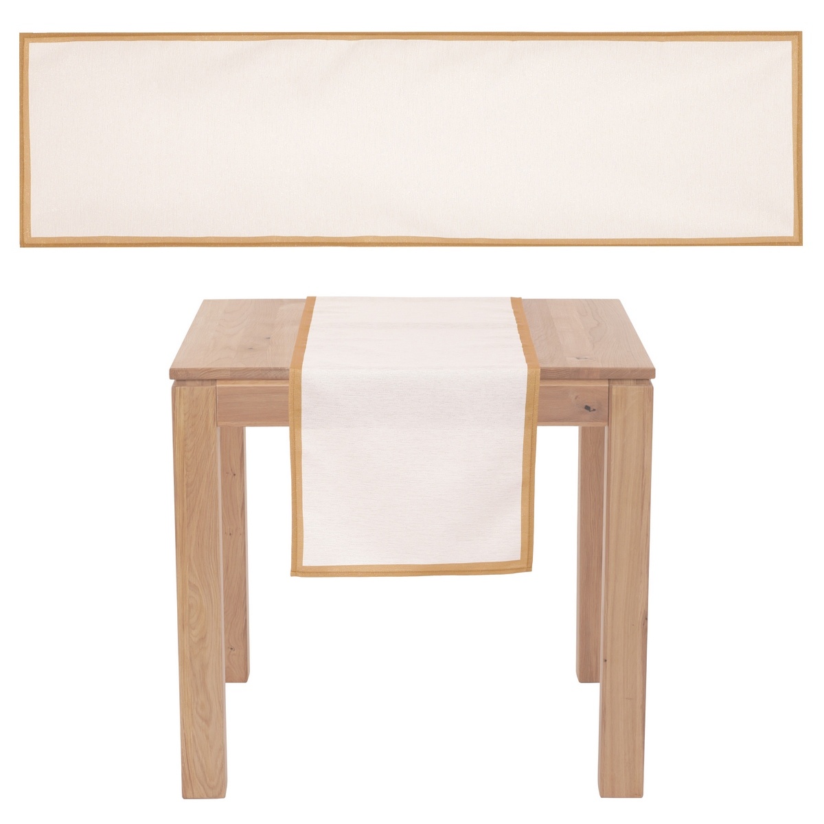 Vianočný behúň so zlatými okrajmi krémová