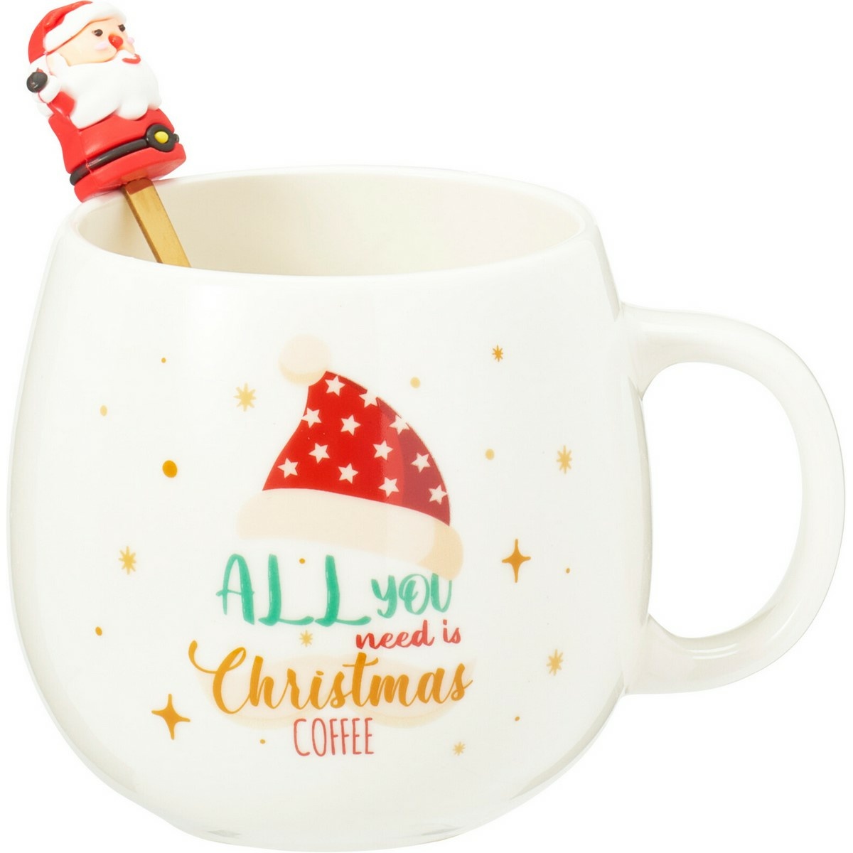Vianočný porcelánový hrnček s lyžičkou Santa 550 ml