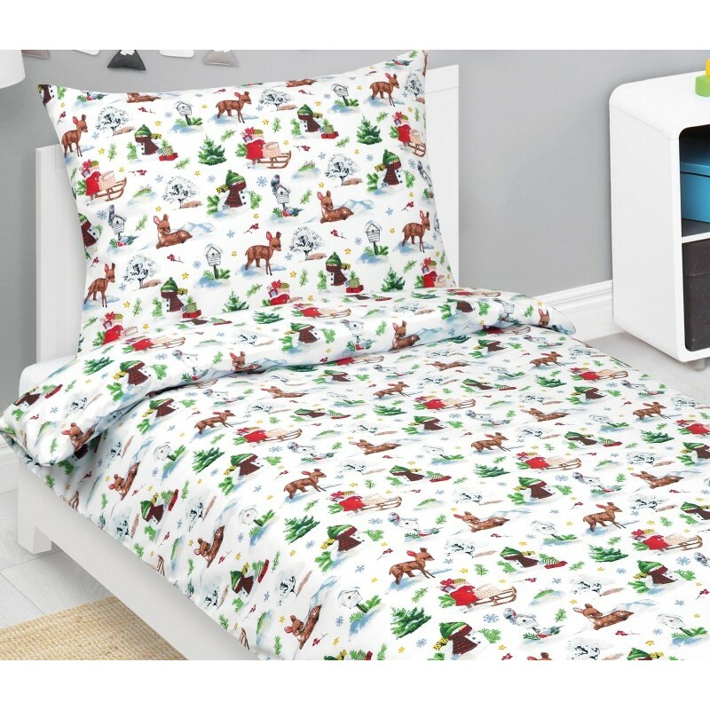 Bellatex Vianočné bavlnené obliečky Zvieratká v lese