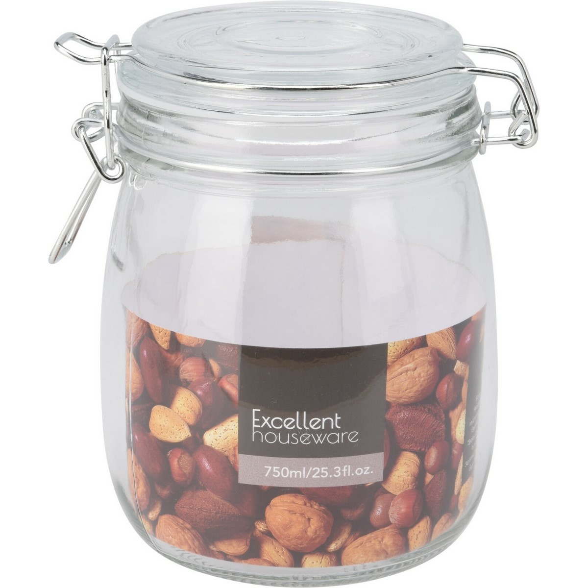 Excellent Houseware Pohár s klipom a skleneným vekom 750 ml