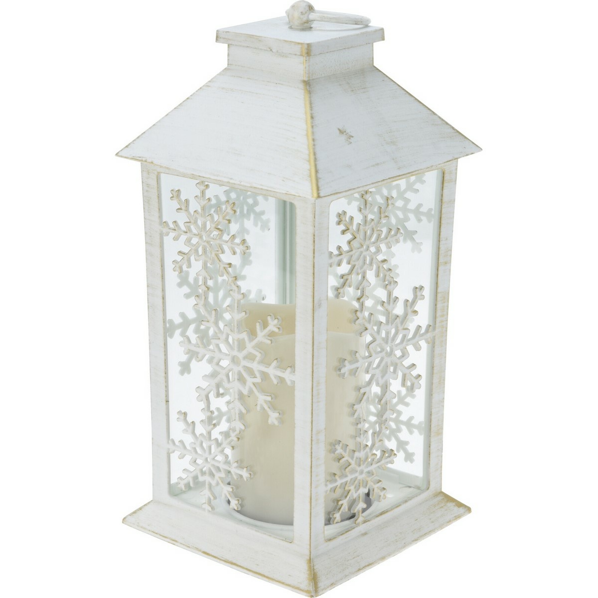 Lampáš s LED sviečkou Trifle Snowflake biela