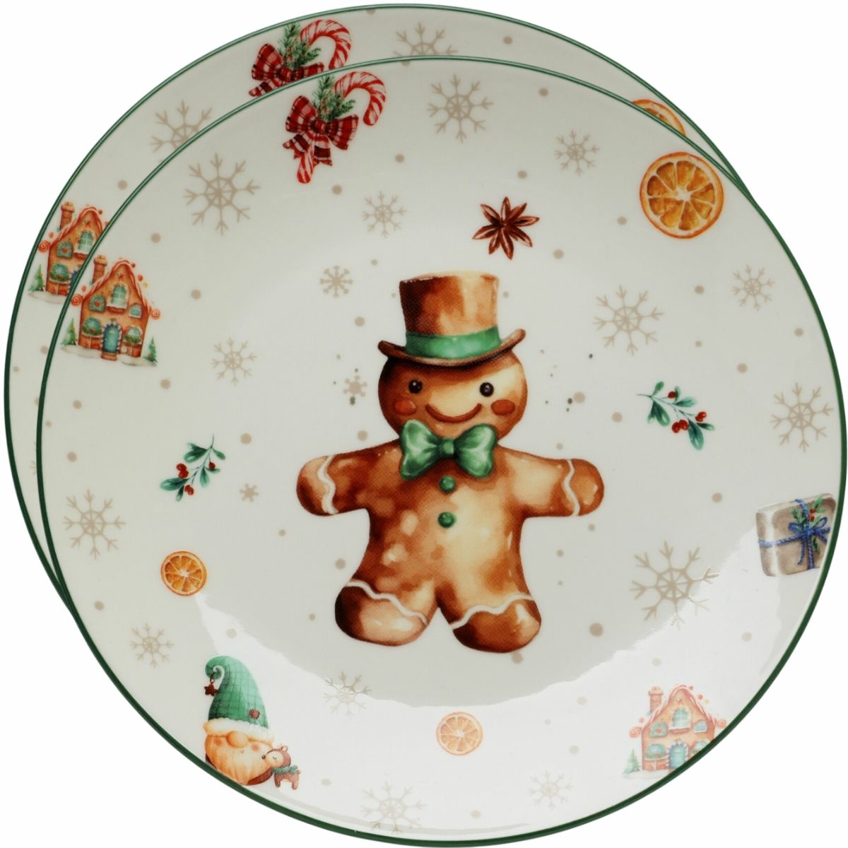 Súprava 2 porcelánových dezertných tanierov Gingerbread