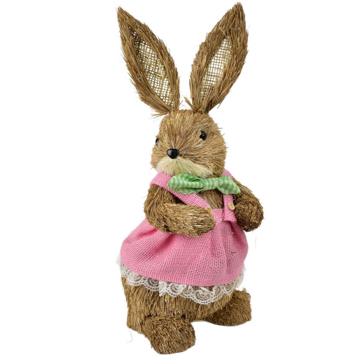 Veľkonočná slamená Zajačica v ružovom oblečku prírodná Veľkonočná slamená Zajačica v ružovom oblečku prírodná