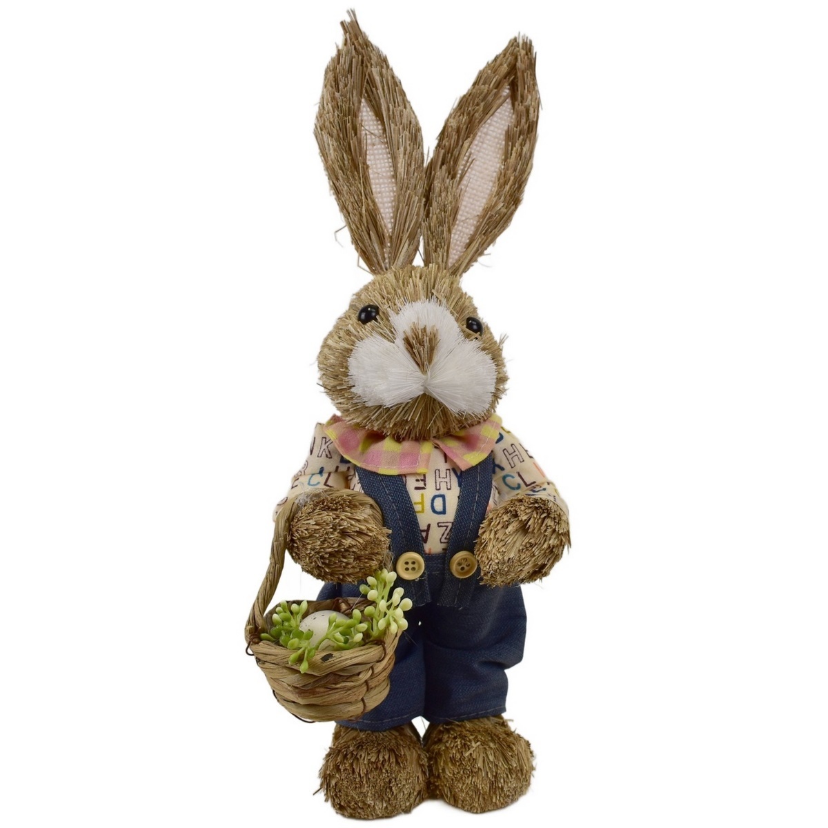 Veľkonočný zajačik zo slamy s košíkom Veľkonočný zajačik zo slamy s košíkom