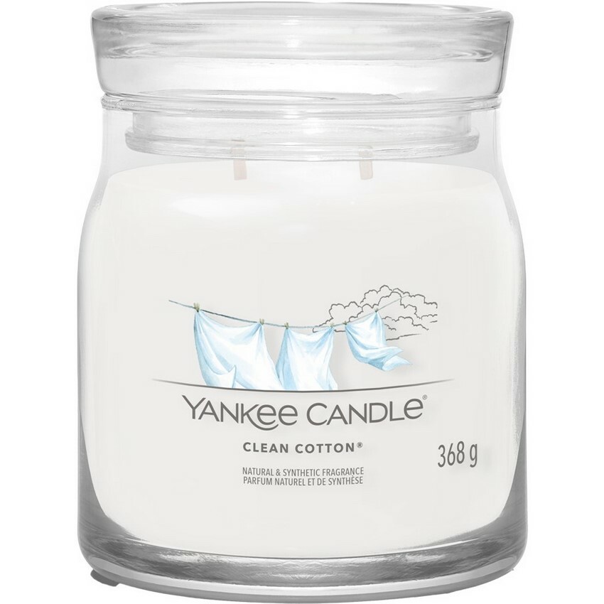 Yankee Candle vonná sviečka Signature v skle stredná Clean Cotton